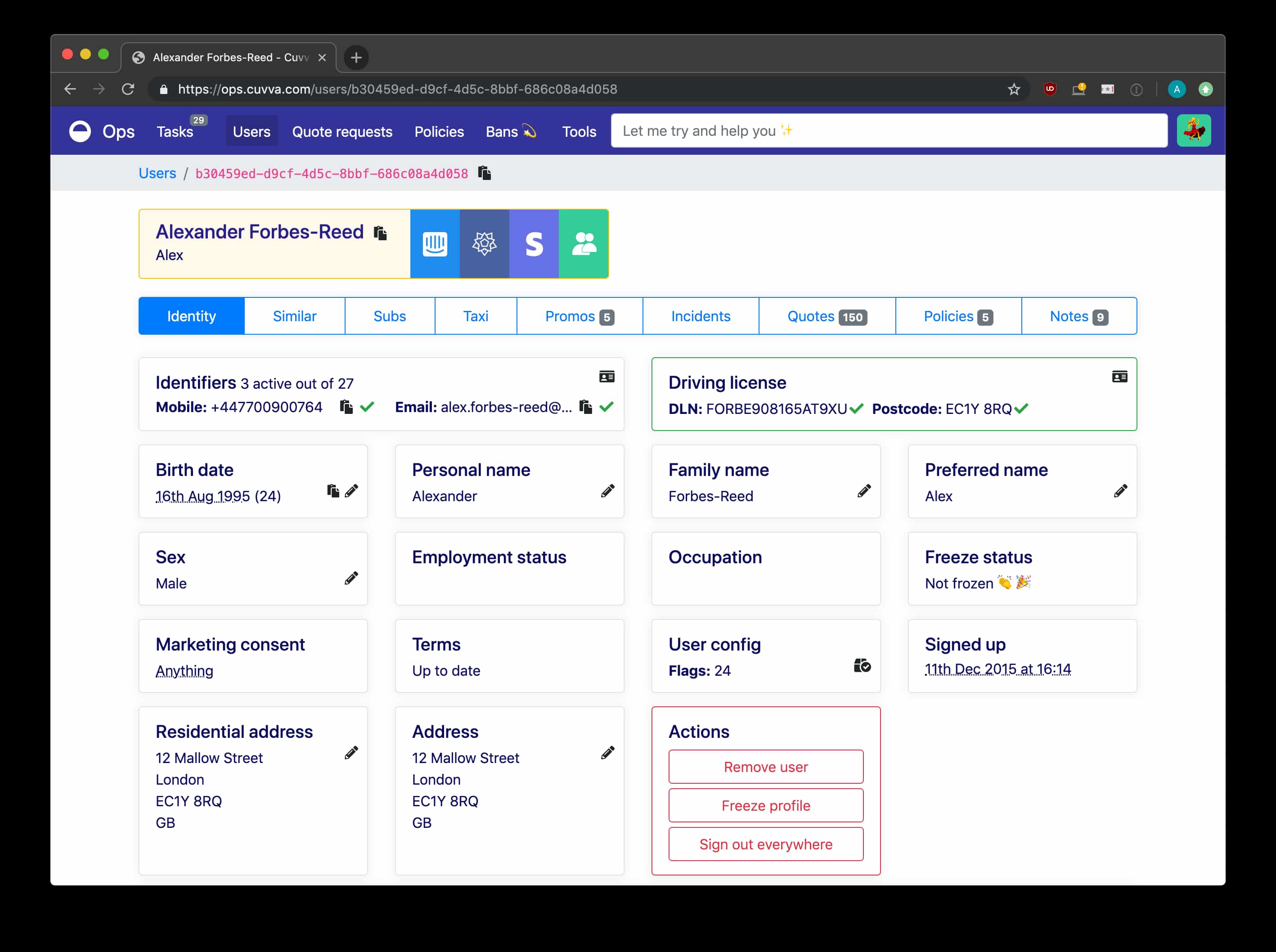 Screenshot of our operations dashboard